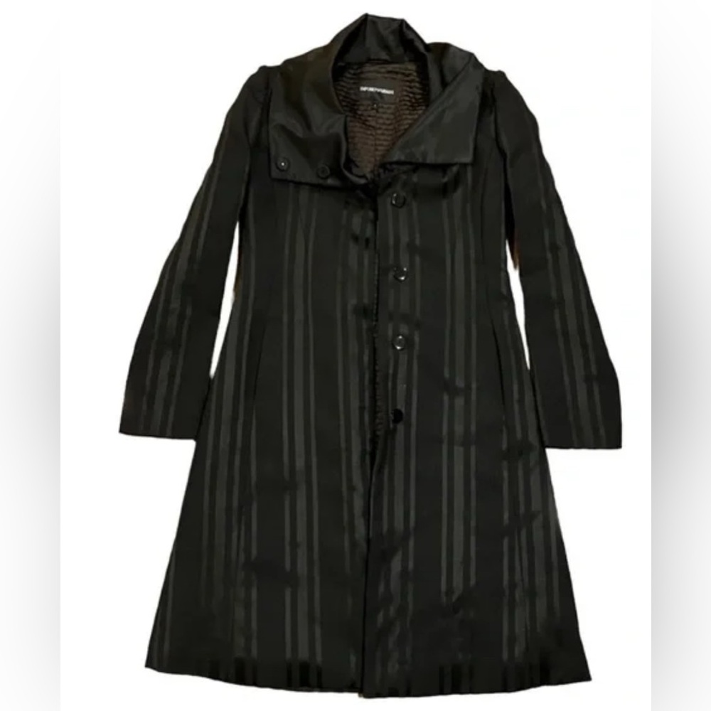 Emporio Armani Elegant  Black Coat with Portrait Collar. IT 38 US 4. MSRP 995